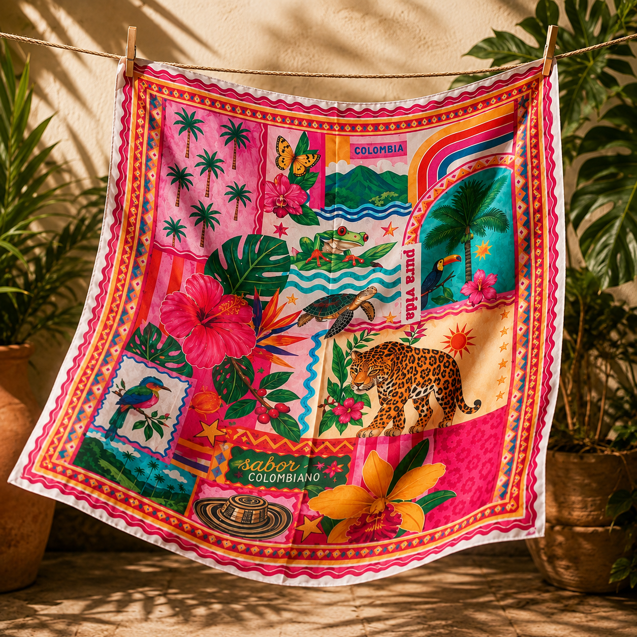 Pañoleta Tropical colgada